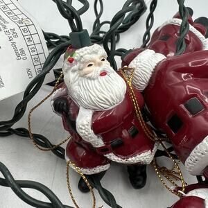 Set 9 Vintage Santa Claus Figural String Christmas Lights Set WORKS 3" AS-IS 90s